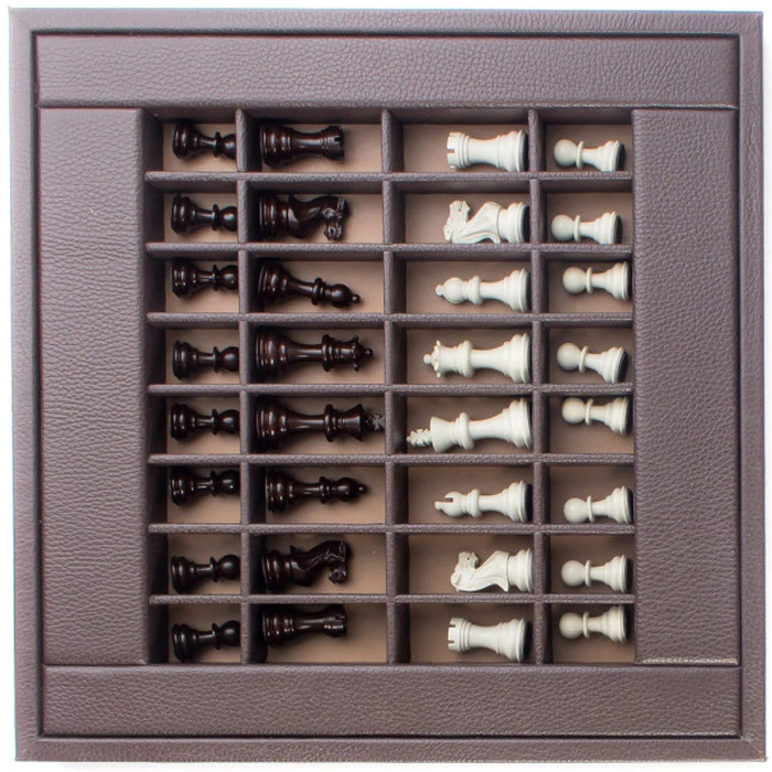 Exclusive Buffalo Brown leather chess Set